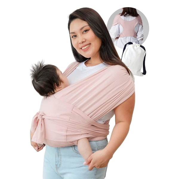 Baby Wrap Bärsele, Bekvämt Fukttransporterande Och Andningsbart Spädbarnssele, Perfekt För Nyfödda Bebisar Till 20 Kg Småbarn (rosa, L)