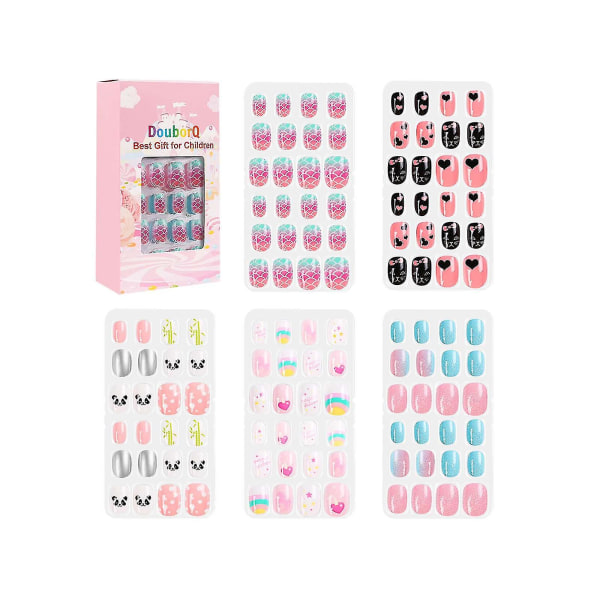 Douborq 120 Pieces Of Children's Nail Pieces And False Nail Pieces Set-hhny