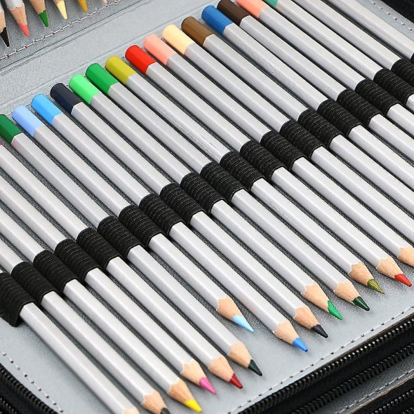 160 Pu lær firkantet blyantveske, firkantet farge eller akvarell blyantpose for profesjonelle eller amatører