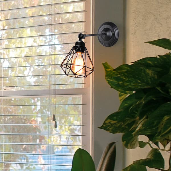 Rétro Vägglampa Diamant E27 16cm för Sovrum Hall Bar Svart