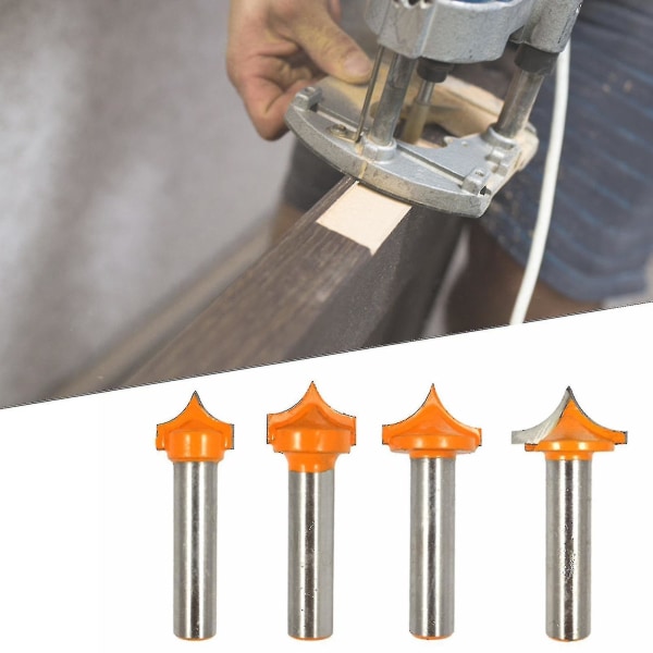 4 stk 8 mm skaft freser Bit Point Cut Solid Rund Nese Bit Presis Shaker Cutter Tool For Trebearbeiding
