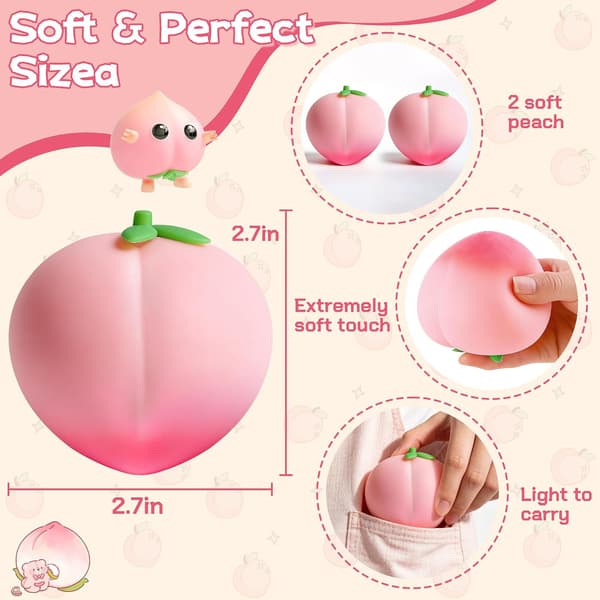 2 STK Fersken Squishy Fidget Legetøj
