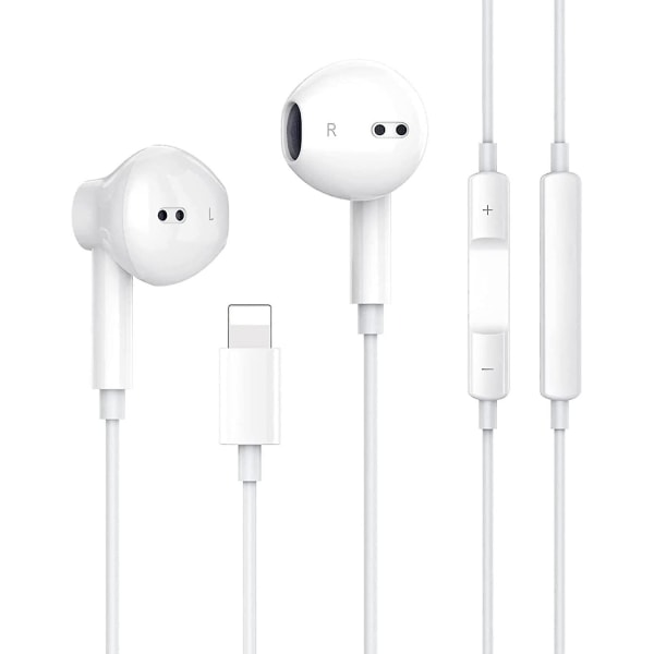 Øretelefoner til iPhone, In-Ear-hovedtelefoner til iPhone, HiFi Stereo-kablede støjreducerende hovedtelefoner med indbygget mikrofon og lydstyrkekontrol, Kompatibel med i