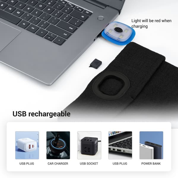 USB Uppladdningsbara LED Mösslampor, 4-pack, Hög, Medium, Låg Ljusläge LED Mössa