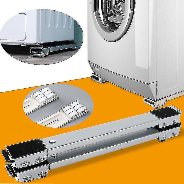 2 kpl pesukonetelineen liikkuvan työkalun jääkaapin jalusta liikkuva rullateline jääkaapin jalustan pyörä (väri: valkoinen)371