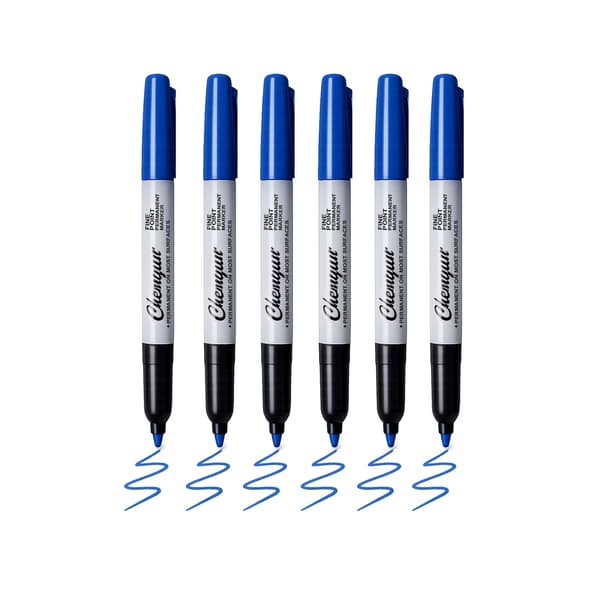 Permanent Marker / Flerfärgad Penna — Skriver smidigt, möjliggör enkla korrigeringar och blöder inte igenom papper. (Blå)
