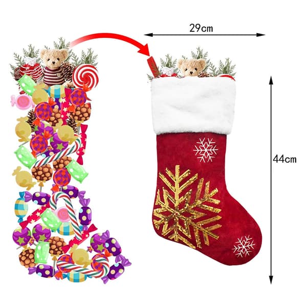 Julstrumpor presentpåse snöflinga älg flanell broderade julstrumpor julklapp, snöflinga