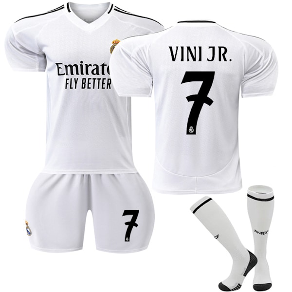 Real Madrid Hjemmedrakt (for barn og voksne) 2024-2025 Størrelse 7 VINI JR No.7 VINI JR 24