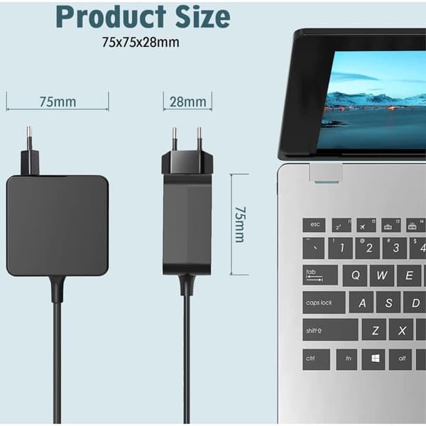 45W Oplader til ASUS Bærbare Computere – 19V Spænding, 2.37A Strøm – 4.0 x 1.35mm Interface – 1.5m Kabel – UX303U