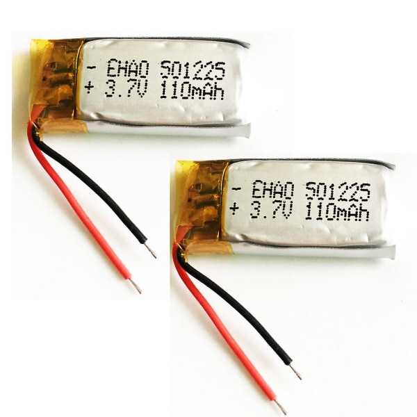 2 st 3.7v 110mah 501225 Litium Polymer Lipo Uppladdningsbart batteri Kompatibel Mp3-hörlurar Recorder Pad Dvd Bluetooth Headset Video