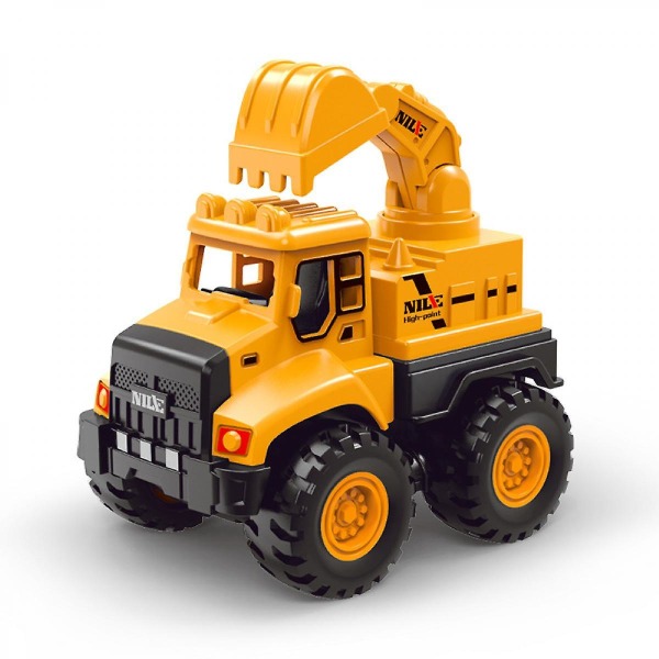 Grävmaskin och dumperleksak för barn (set med 4) Rörlig klo och bakåtlyft sopbil och bulldozergrävare
