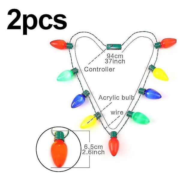 2 kpl Led-valaistuja joululamppukauluksia juhlaherkkuina