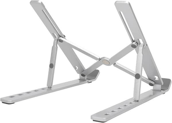 Sammenleggbart laptopstativ og -forhøyer for skrivebord, 6-vinklet justerbart, lett bærbart design, anbefalt for ergonomisk visning