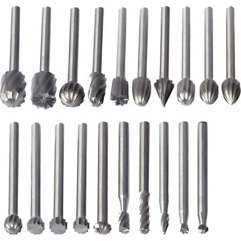 20 HSS roterande fräsbitar - 3 mm skaft - För Dremel - Träfräsningstillbehör - Multiverktyg