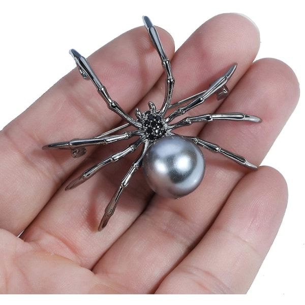 Vintage Perle Mor og Baby Spider Broche Pin - Rhinestone Crystal Insekt Broche Halloween smykker til kvinder og mænd