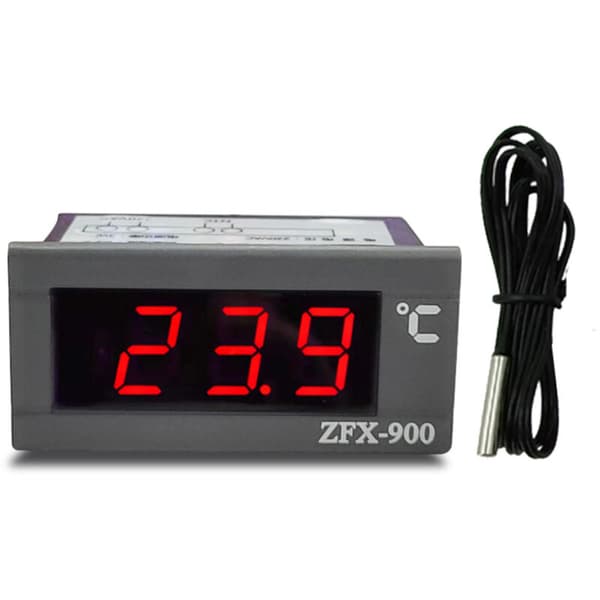 Integreret temperaturdisplaytermometer, smart digitalt displaypanel til køleskab, fryser, kølerum. Sort design.