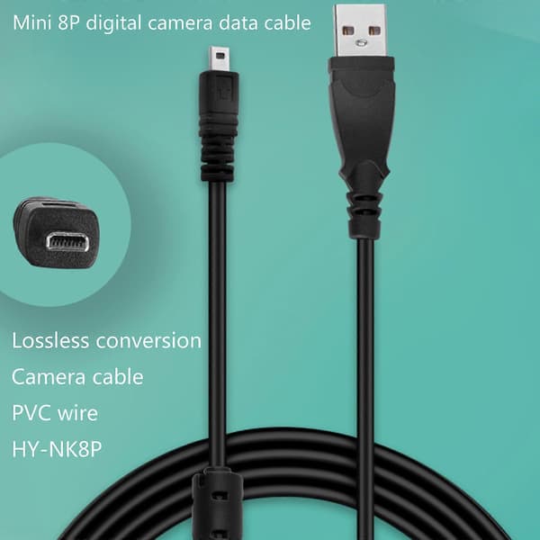 Digitalkamera USB Data Synkroniseringskabel 8-pinners Laderledning 1/1,5M Lengde Ladekabel Bilder Synkronisering Overføringskabel