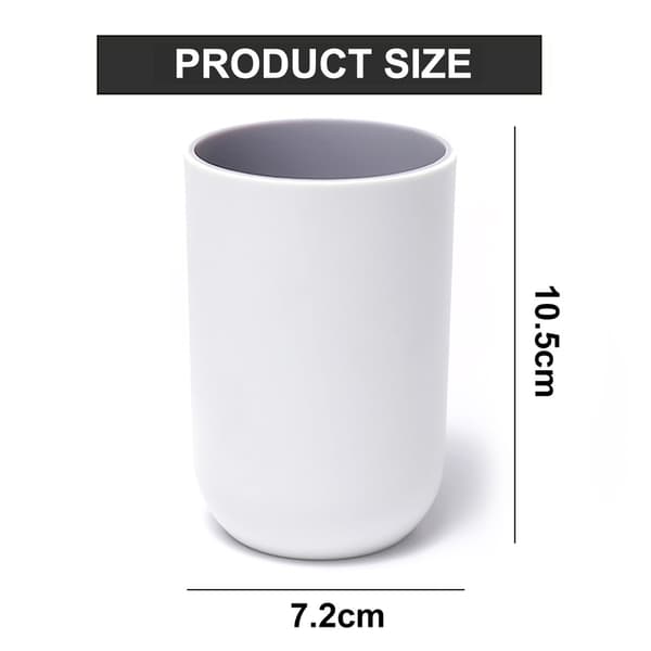 Återanvändbara drickmuggar, tandborstmugg i plast 280 ml, diskmaskinssäker, vit