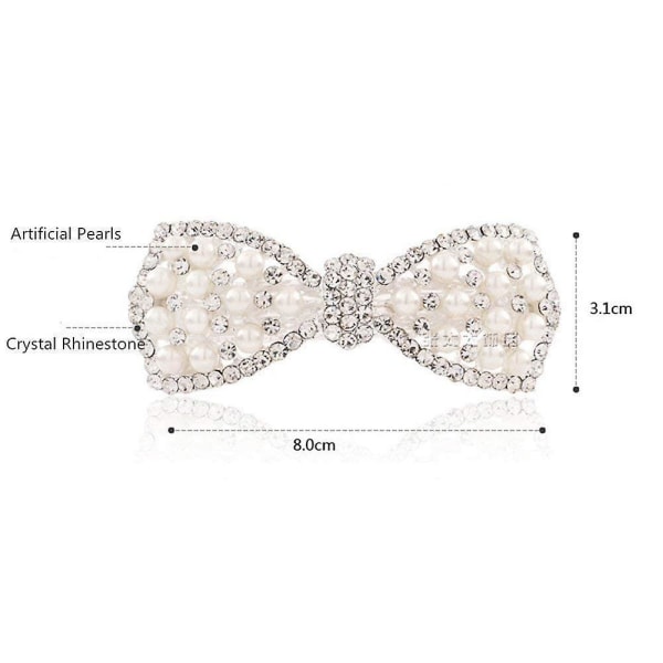 Korean tyyliset kristalli tekojalokivihiuspiiput - Butterfly Pearls -hiusklipsit Naisille ja tytöille hopeaa (1 kpl)