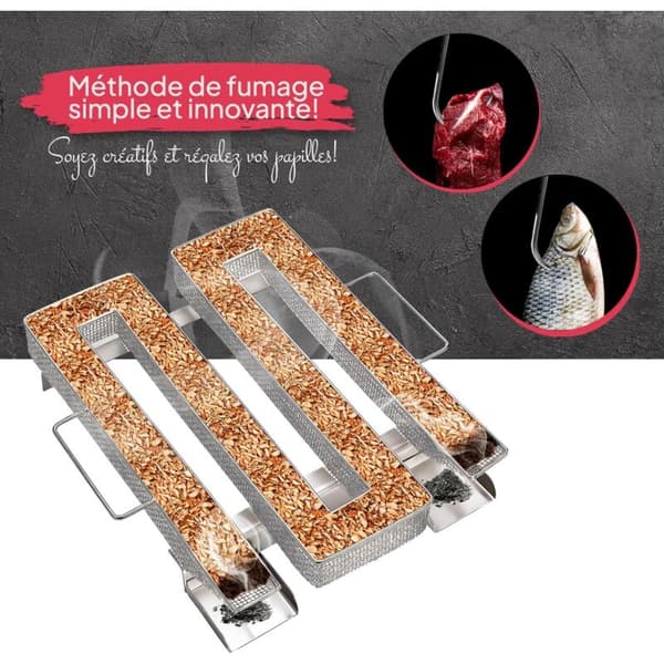 Kaldrøykgenerator 5 til 20 timer – 304 rustfritt stål – Pelletssmoker for laks og kjøtt – Inkluderer: Børste og kroker