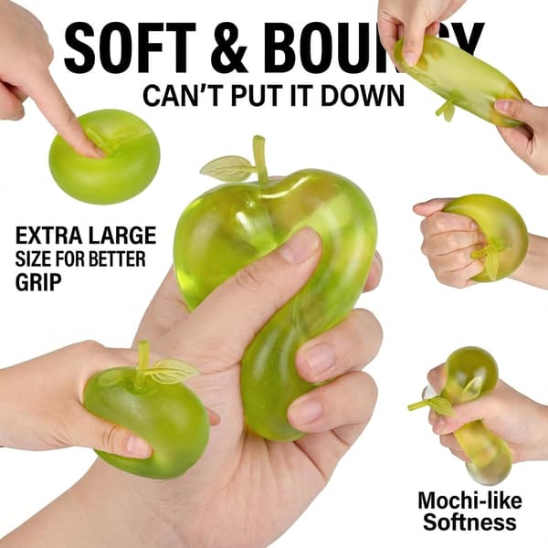 Apple Squishy Fidget Legetøj, Æble Stressbolde til Voksne