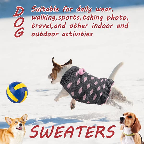 Hundegenserklær med Vinter Varm Hund Julegensere Pullover Hjerte, Rød+grå L kode