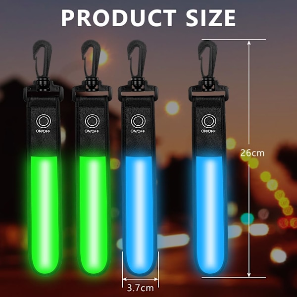 Gul 6-pak Refleks LED Blinkende Lys Pakke Vedhæng - 3 LED Tilstande - Sikkerhedslygter - Reflektor til Børn - med LED til Vandreture, Jogging