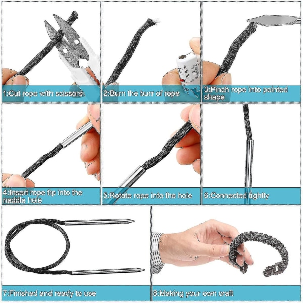 Knytterværktøj, Fid Paracord Fid-sæt i rustfrit stål Paracord Lacin-nåle og glatteværktøj til
