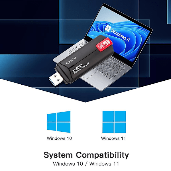 3000 Mbps WiFi-adapter WiFi 6E USB 3.0 nettverkskort AX3000 Tri-band 2.4G 5G 6G Wifi-mottaker Dongle for Windows 10 11 Driverfri