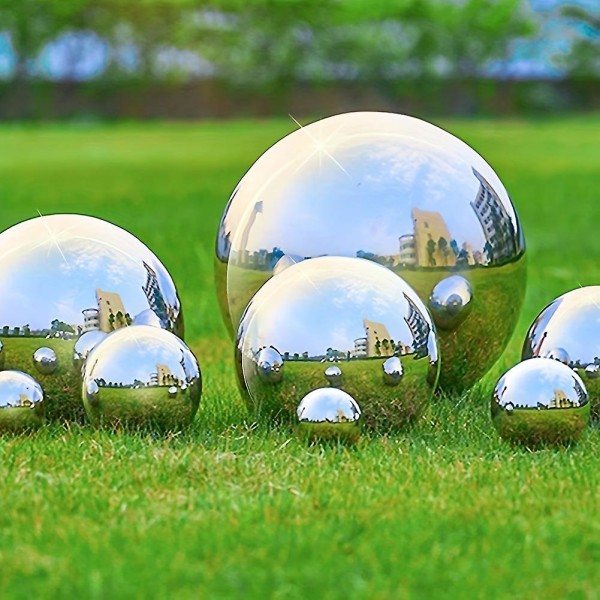 6 stk, stirrkule i rustfritt stål, 32-120 mm speil polert hul ball reflekterende hagesfære, flytende damballer sømløs stirreklode, skrivebord til hjemmet