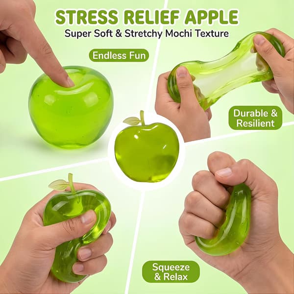 Apple Squishy Fidget Leker, Epler Stressballer for Voksne