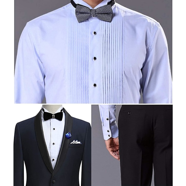 Klassisk sort og sølv manchetknapper og nittersæt til mænd: Ideel til smokingskjorter