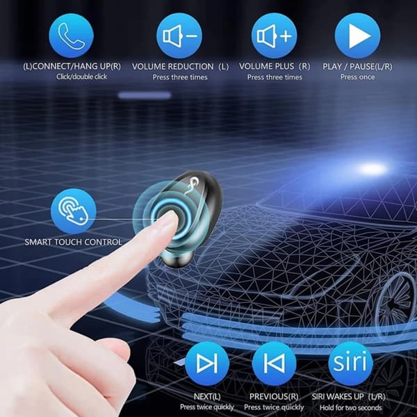 F9 Tws 5.0 True Wireless Hörlurar Ipx7 Vattentäta Touch Bluetooth Hörlurar
