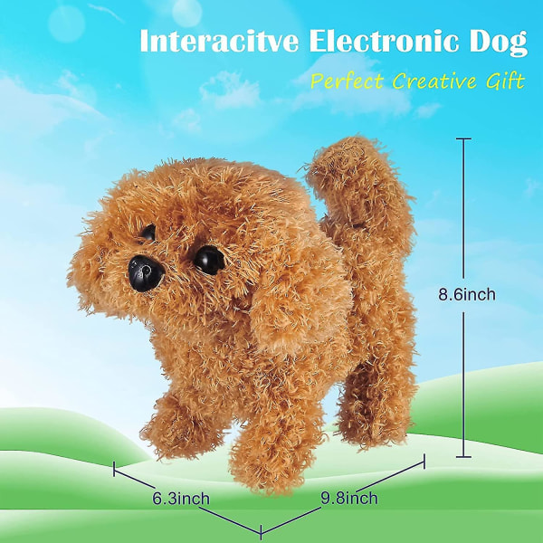 Elektrisk plys-hundelegetøjshvalp Elektronisk interaktiv kæledyrshund - gåture, gøen, logrende hale, strækkende selskabsdyr