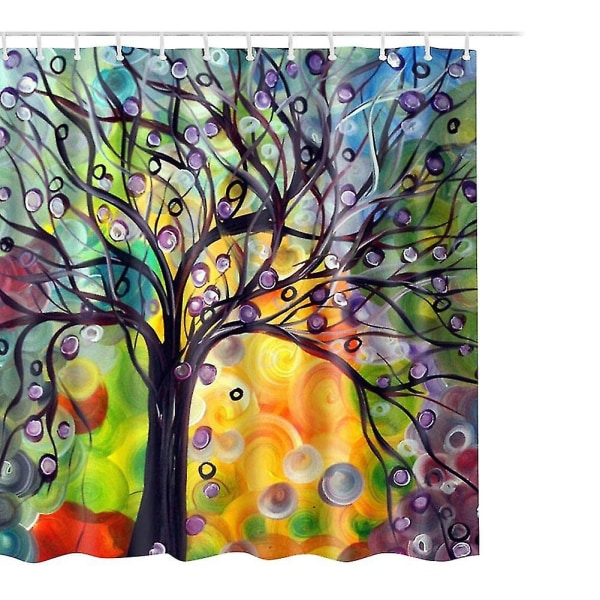 Värikäs Big Tree suihkuverhokangas vedenpitävä digitaalinen painatus polyesteri säädettävällä koukulla Uusi