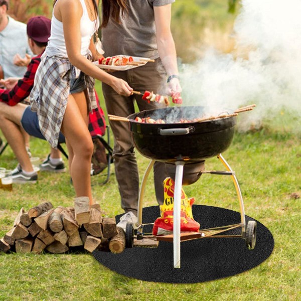 Brannmatte Brannmatte Utendørs Ovn Brazier Isolasjonsmatte Svart Rund Brannhemmende 40 Tommer