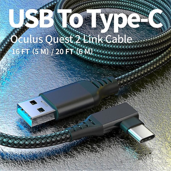 Oculus Quest 2 Link USB 3.0 -pikalatauskaapelin tiedonsiirtoon 3/5/6 metrin pikalataus
