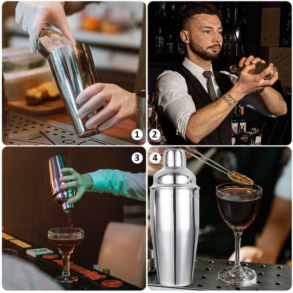 Cocktail Shaker Sett - Rustfritt Stål Sølv 5 Deler