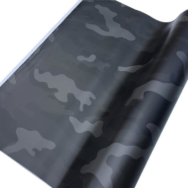 Camouflage bilfolie, selvklæbende pvc billakbeskyttelsesfilm bilfolieklistermærke Motorcykel vinylfolieklistermærke, sort, 152 cm X 30 cm [gratis forsendelse]