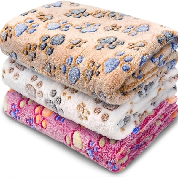 3 stk. 76×104 cm tæpper med potetryk til kæledyr, bløde flanneltæpper til hundeseng og sofa