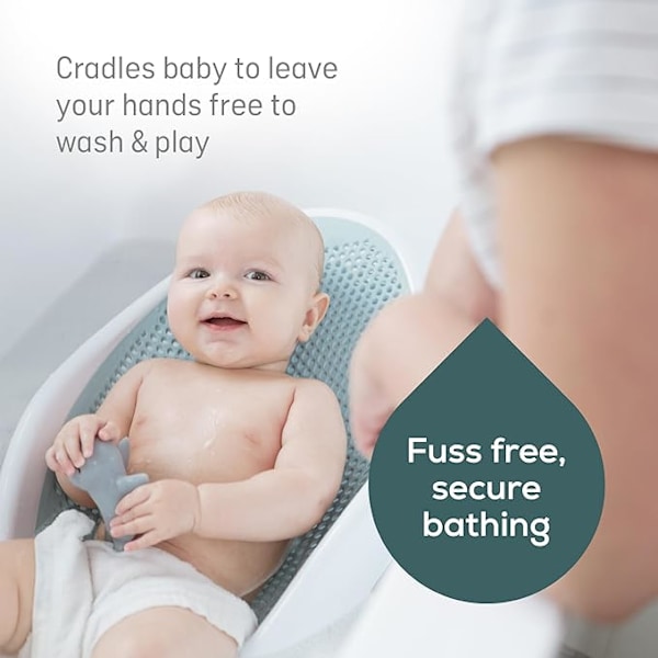 Soft Touch Baby Badekarstativ - Grå - Vandstandsindikator, Skridsikker, Komfortabel og Sikker for Nyfødte og Babyer op til 6 Måneder