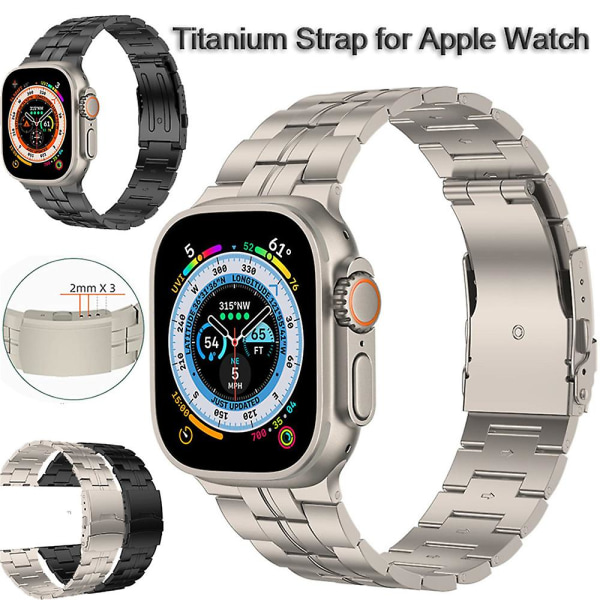 Luksus titanrem for Apple Watch Ultra 49 mm 45 mm 44 mm 41 mm 38 mm armbånd i herrestil titan 38 til 41 mm