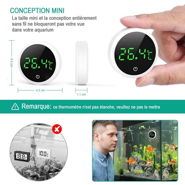 Højpræcisions LCD Akvarietermometer 0.1℃ Touch Control