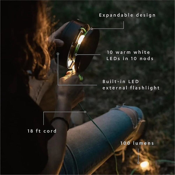 Utendørs Camping Lys Solar String Lights Led Camping Lampe Telefon Lader Utendørs Gadgets Camping Utstyr