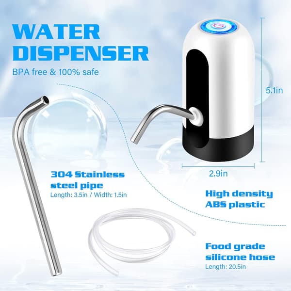 Vattenflaskpump, 5 gallon USB-laddning Automatisk dricksvattenpump, 2-5 gallon Universalbehållare