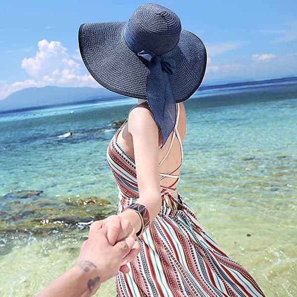 Dame Bredskygget Stråhat Foldbar Beskyttelse Strandhat Elegant Sommerhat Solhatte UPF 50+