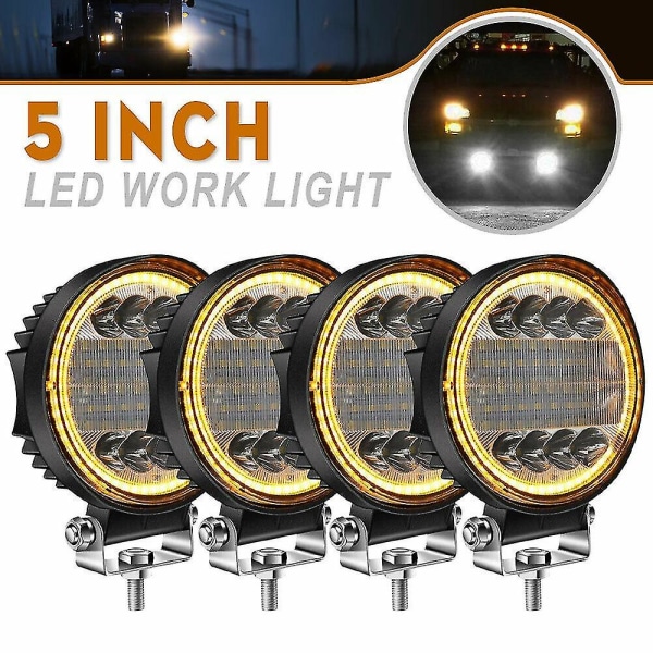 4x Led Work Light Pods Round Amber Spot Combo Light Amber Dimm Lamp för Off Road Suv