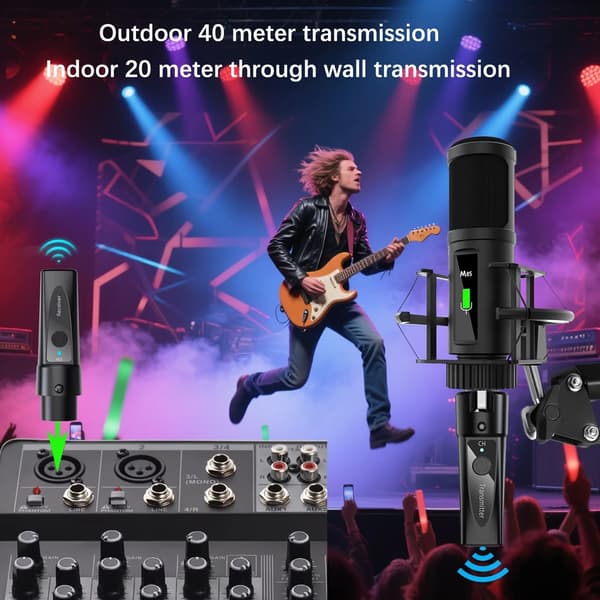 KM10 2.4G Trådløst XLR Sender Modtager Sæt Genopladelig Audio Adapter Til Dynamisk Mikrofon Mixer Scene Live Optagelse