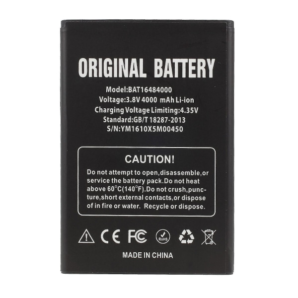 For Doogee X5 Max 4000mAh BAT16484000 Li-ion Batteri Udskiftning