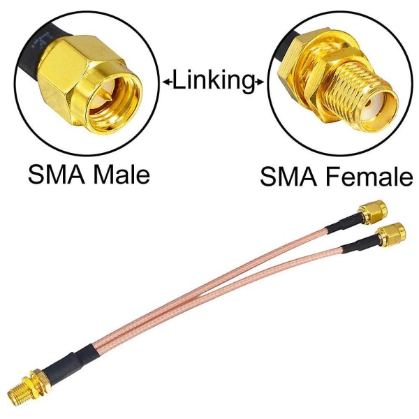 WiFi Antenn Koaxialkabel SMA hona till Y-typ 2*SMA hane Rak Splitter Combiner Förlängning Pigtail Kabel RG316